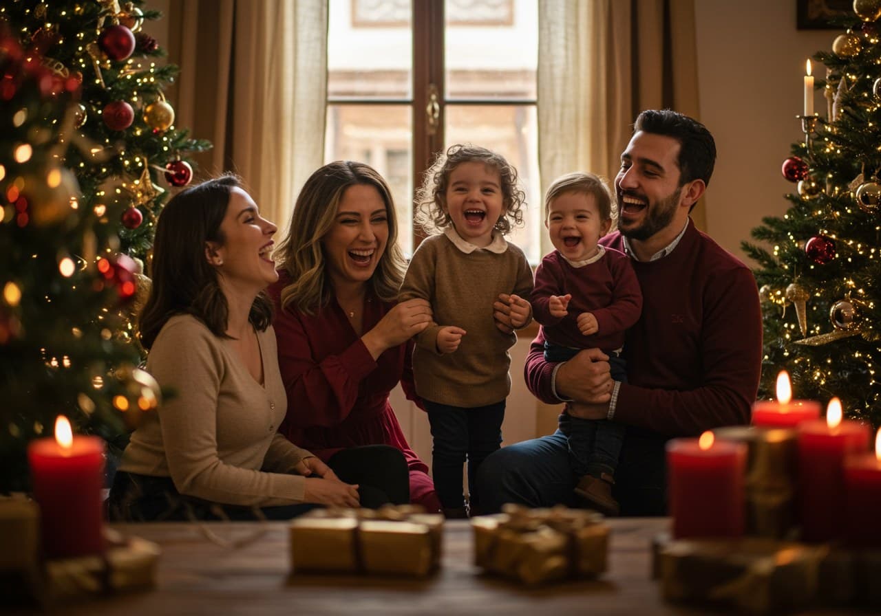 Sesión de fotos familiares de Navidad en Sevilla