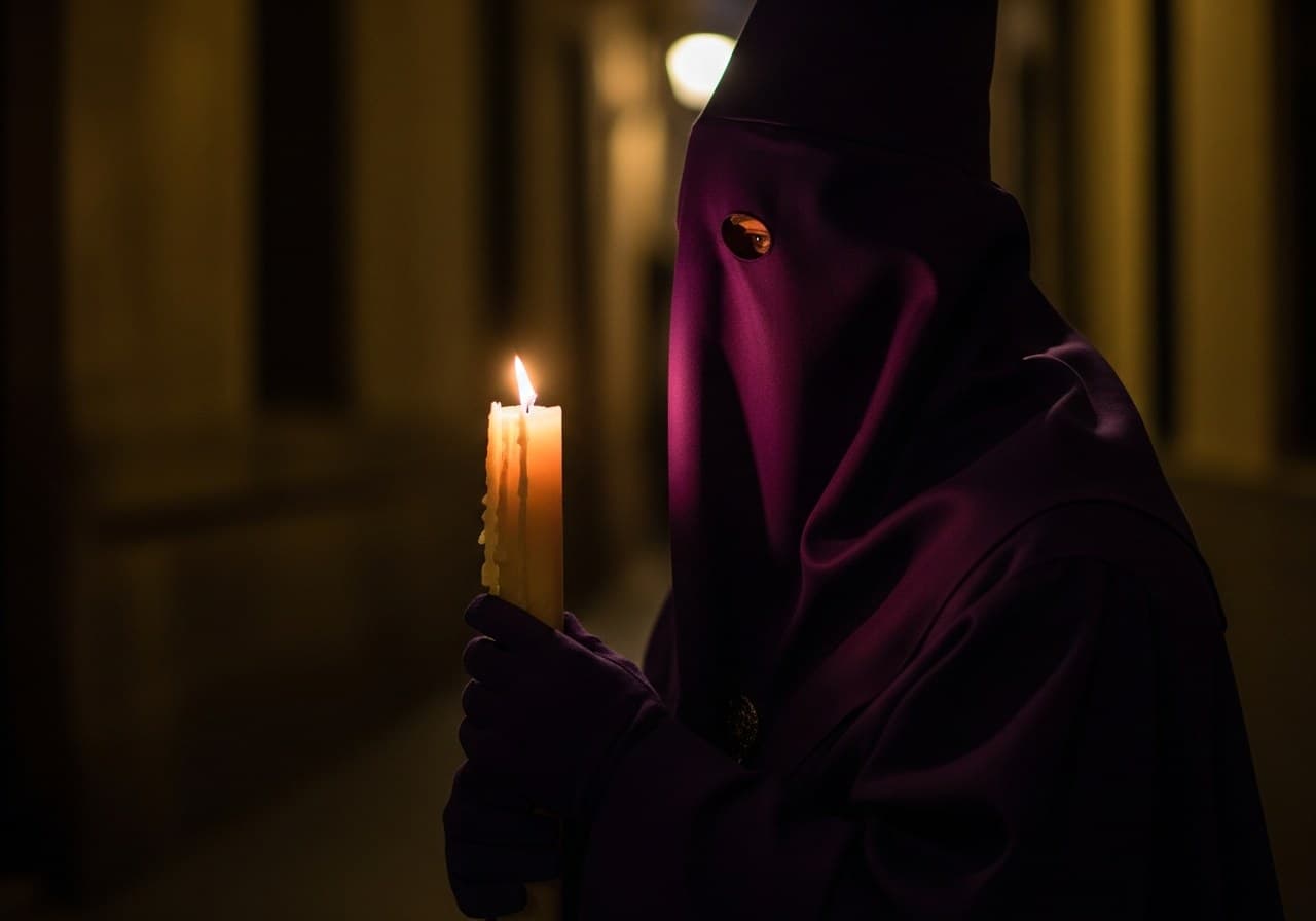 Nazareno con capirote y cirio, retrato íntimo — portada pack personal hermano