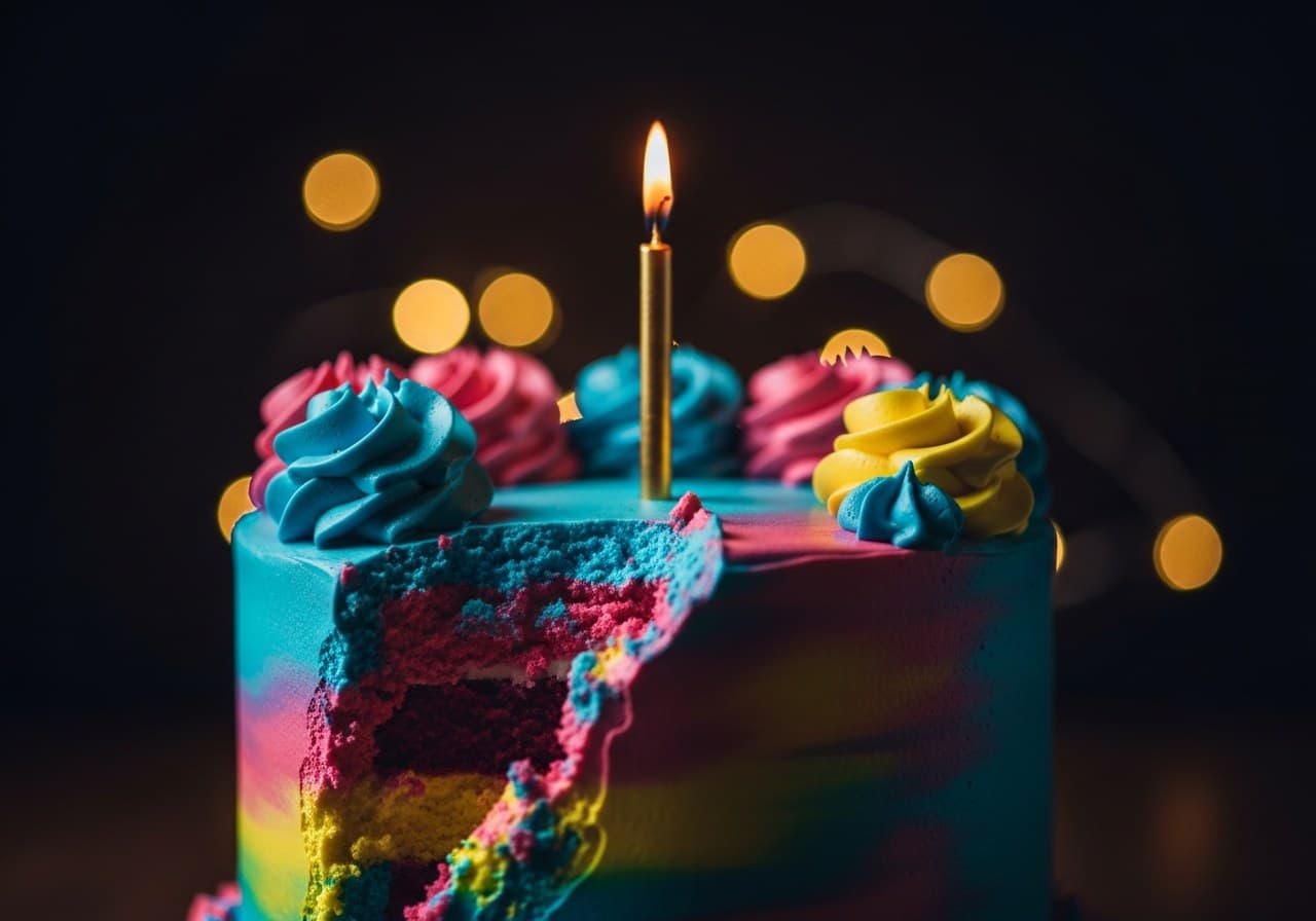 Bebé con tarta de primer cumpleaños — sesión smash cake infantil